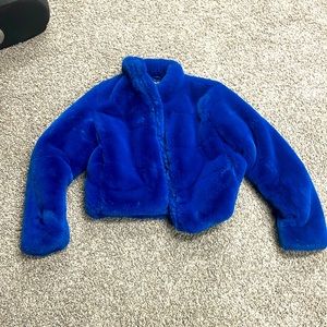 Royal blue fur jacket